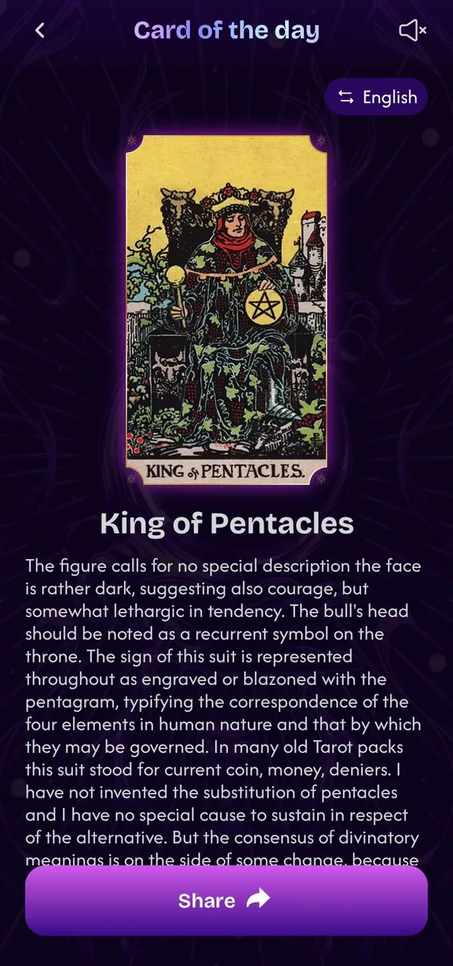 The Reading screen of the Zeva tarot app